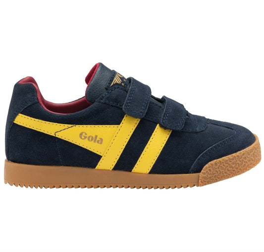 Gola Harrier Navy Sun Red Suede Kids Trainers