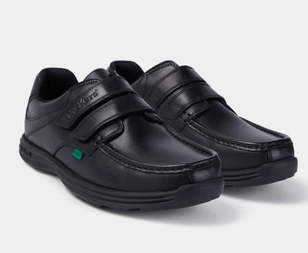KICKERS Reasan Strap Leather Youth Black School Shoes