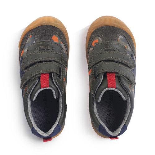 Tickle Star Dark Green Leather Nubuck Camo Kids Shoes