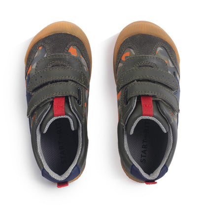 Tickle Star Dark Green Leather Nubuck Camo Kids Shoes