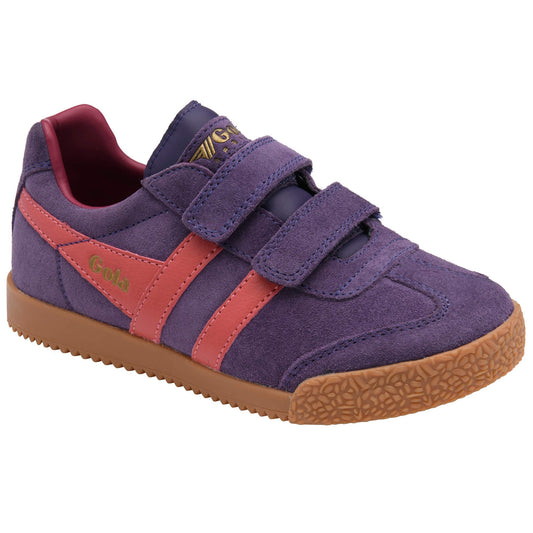 Gola Harrier Plum Coral Cerise Suede Kids Trainers
