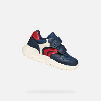 Geox B Flexyper Mini Navy Red Trainers - Emmanuelle Marshall Children's Shoes
