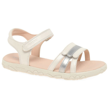 Geox J  S Haiti White Silver  Junior Sandals