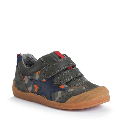 Tickle Star Dark Green Leather Nubuck Camo Kids Shoes