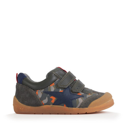 Tickle Star Dark Green Leather Nubuck Camo Kids Shoes