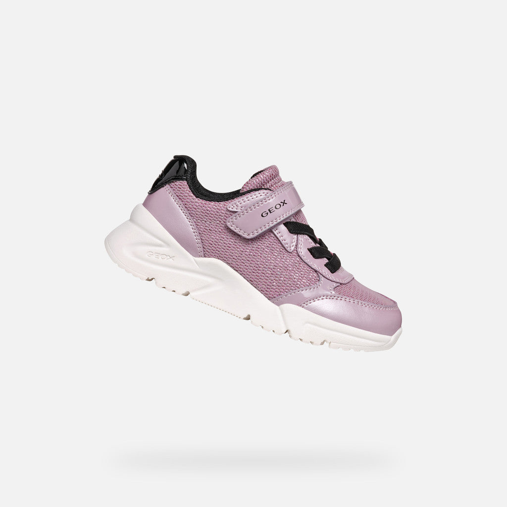 Geox J Loftus Dark Rose Black Girls Trainers Geox