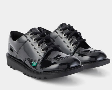 KICKERS Kick Lo Brogue Pat Leather Youth School Shoes