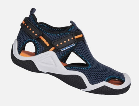 Geox J Wader Navy Fluo Orange Waterproof Closed Toe Sandals - Emmanuelle Marshall Children's Shoes